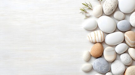 Poster - peaceful pebble arrangement for tranquil zen decor and ambiance natural stone pebbles in monotone co