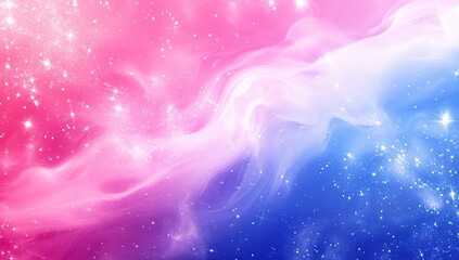 Poster - Pink and Blue Galaxy: Swirling Nebula with Sparkling Stars, Cosmic Dreamscape Background Image