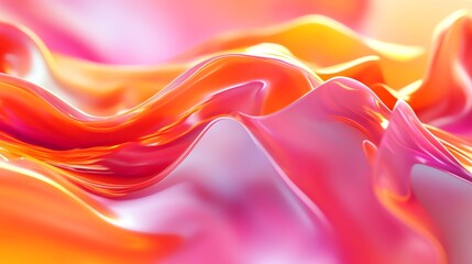 Poster - Vibrant Abstract Waves With Shades of Pink and Orange Flowing Seamlessly in a Dynamic Composition