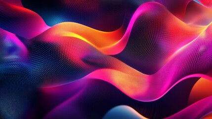 Poster - Colorful Abstract Waves Create a Mesmerizing Visual Experience in Vibrant Hues of Pink, Blue, and Orange