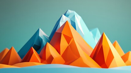 Poster - Colorful Geometric Mountains Create a Stunning Abstract Landscape With Sharp Peaks and Vibrant Colors