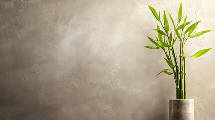 Poster - Minimalist and Elegant Bamboo Plant Arranged in a Ceramic Vase for Peaceful and Calming Home or Office Interior
