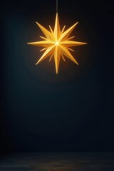 Wall Mural - Single gold starburst light fixture, dark backdrop, star, stylish, space