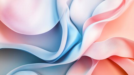 Poster - Soft Fabric Waves in Pastel Colors Create a Calming Abstract Design in a Contemporary Artistic Style