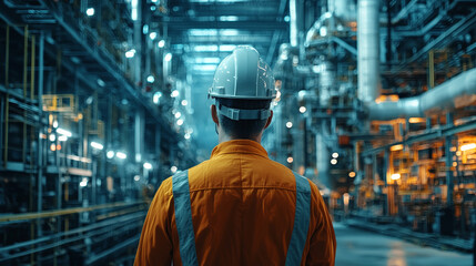 Poster - Industrial engineer assessing workflow efficiency in plant