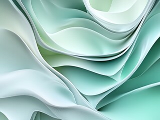 Poster - Soft Waves of Mint Green Fabric Create a Flowing Design That Conveys Tranquility and Elegance in a Modern Aesthetic Setting
