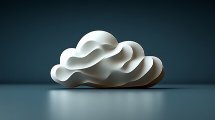 Poster - Stylized 3D Render of a Puffy White Cloud on a Dark Background with Soft Lighting