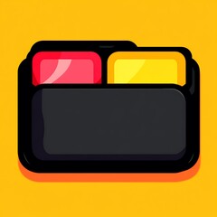 Poster - Stylized illustration of a folder with a red and yellow tab on a vibrant yellow background