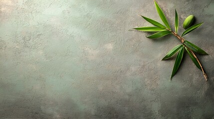 Poster - Lush green leaf foliage with vibrant color and texture displayed on a simple wooden background  Minimalist nature concept showcasing the beauty and tranquility of the botanical world