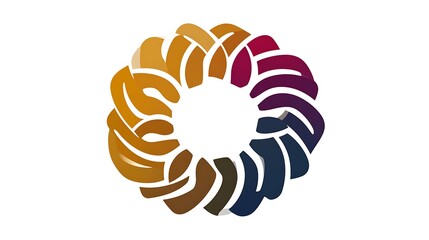 Poster - Abstract circular shape with orange, brown, purple, blue segments on white background
