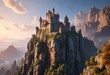 © Kingphet - A towering castle dominates the horizon from its lofty perch on a craggy cliff , medieval, dramatic