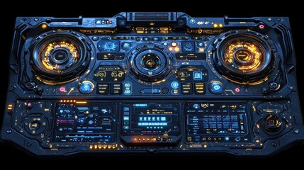 Poster - Futuristic Sci-Fi Control Panel:  Cyberpunk Interface Design