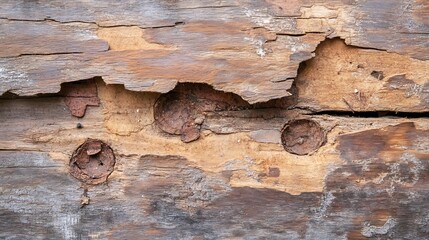Leinwandbilder - Textured wooden surface with natural patterns and weathered details : Generative AI