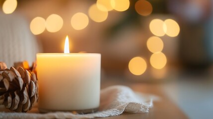 Poster - Candlelight and Bokeh Lights Creating a Cozy Warm Ambiance : Generative AI