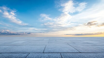Poster - Expansive Open Sky with Cloud Patterns Over a Modern Paved Surface : Generative AI