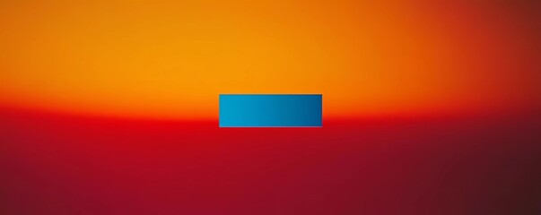 Leinwandbilder - Minimalist background vibrant orange and red gradient with a blue rectangle in the center