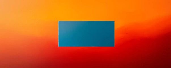 Leinwandbilder - Minimalist background vibrant orange and red gradient with a blue rectangle in the center
