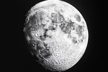 Wall Mural - high-resolution monochrome image of the moon's surface, showcasing craters, texture, and lunar detai