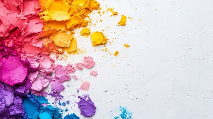 Fototapete - Vibrant Colorful Powder Pigments Spread Across a White Surface for Artistic Creations : Generative AI