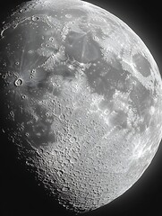 Aufkleber - Detailed Close Up View of the Moon's Surface Captured in Stunning Monochrome : Generative AI