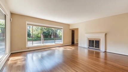 Poster - Spacious and Bright Living Room with Large Windows Inviting Natural Light and Outdoor Views : Generative AI
