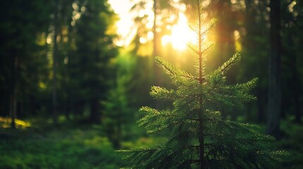 Poster - Sunlight Filtering Through Tree Branches in a Lush Forest for Nature Enthusiasts : Generative AI