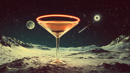 Wall Mural - a stunning image of a ringed planet glowing above a barren alien landscape, illustrating the wonders