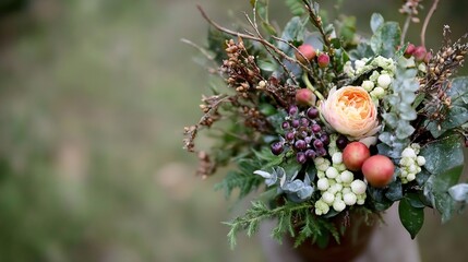 Poster - Beautifully Arranged Floral Bouquet Displaying Fresh Blooms and Greenery : Generative AI