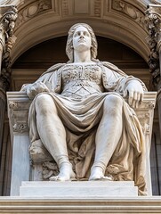 Poster - Majestic Stone Statue of a Royal Figure with Intricate Details and Strong Presence : Generative AI