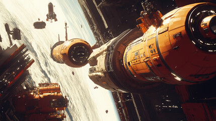 an interstellar festival in orbit. interstellar cultures. illustration