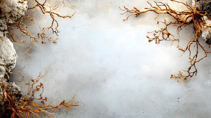 Poster - Captivating winter landscape featuring a frozen ethereal scene with delicate icy branches sparkling crystals and a serene minimalist atmosphere