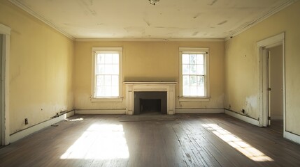 Poster - Empty Room with Natural Light Illuminating the Vintage Interior Design : Generative AI
