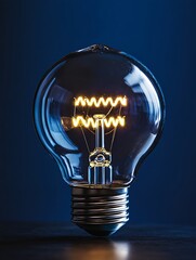 Poster - Vintage light bulb glowing in a dark blue background unique lighting decor : Generative AI