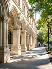 Poster - Beautiful Arched Architecture with Lush Green Trees in a City : Generative AI