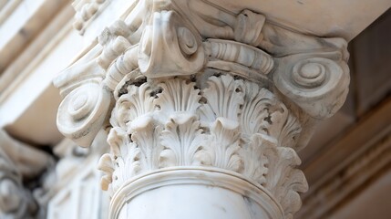 Aufkleber - Intricate Detail of an Ornate Marble Column Showcasing Classical Architecture and Artistic Craftsmanship : Generative AI