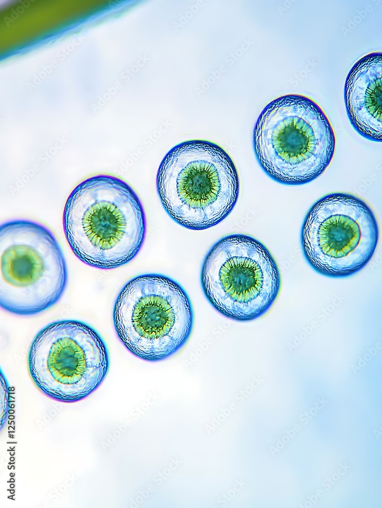 Microscopic View of Chlamydomonas Algae Cells Stock Illustration ...