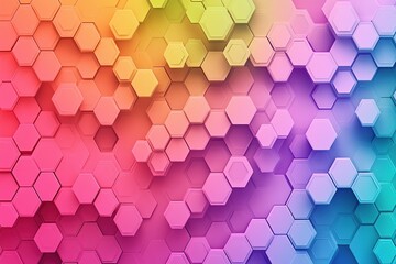 Poster - Hexagon Pattern: Colorful 3D Geometric Shapes in Vibrant Hues, Abstract Design with Gradient Texture Background