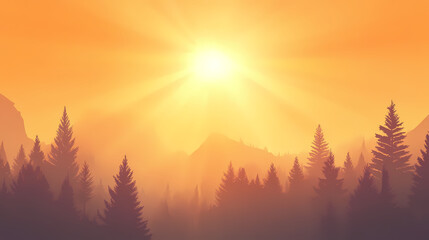 Wall Mural - Bright sun rays shining in flat design top view minimalist style detailed vector art for serene landscapes. Emotion-Driven Landscapes. Illustration