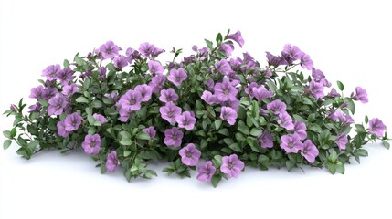 Wall Mural - Lush purple flowering shrub isolated on white.