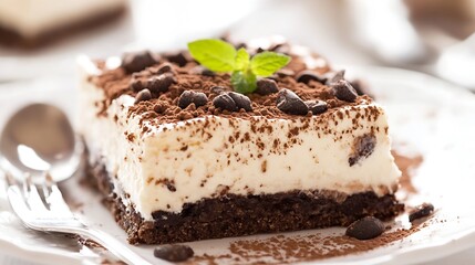 Poster - Delicious Tiramisu Dessert Layered with Coffee and Cocoa in Beautiful Presentation : Generative AI