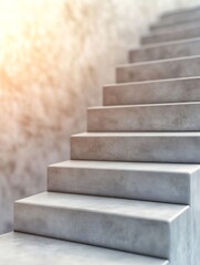 Poster - Concrete stairs leading upwards with a blurred background and warm light hue : Generative AI