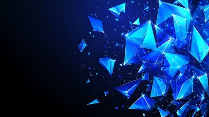 Poster - Blue crystal explosion, dark background