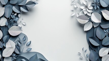 Wall Mural - Elegant paper flowers softly frame a serene background. AI Generated