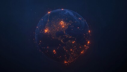 Poster - Global Network: Illuminating Connections Across Continents and Cities at Night