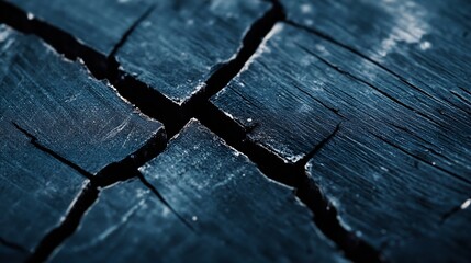 Poster - Close-Up of Cracked Wooden Surface Showing Rustic and Textured Details : Generative AI