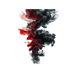 Wall Mural - Abstract Red and Black Ink Swirls in Water, Dramatic Color Splash
