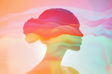 Poster - Vibrant Hues: Exploring the Abstract Beauty of the Female Form with Colorful, Dreamlike Effects and Flowing Lines.