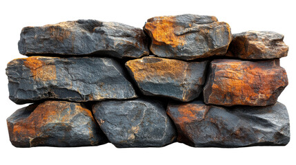 Aufkleber - A close-up view of stacked rocks showcasing a mix of dark and rusty brown colors, perfect for backgrounds or textures in architectural designs.