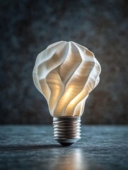 Aufkleber - Creative Light Bulb Shaped Like Whipped Cream on Dark Table : Generative AI