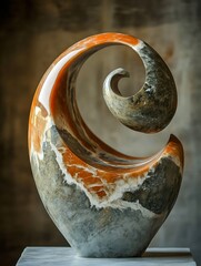 Poster - Artistic Swirling Sculpture Made of Alabaster Showcasing Unique Design and Form : Generative AI